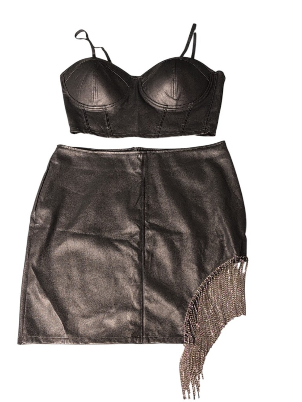 Nwt Say What? 2 Piece Rhinestone Skirt Bustier Club Dance Sexy Outfit X large